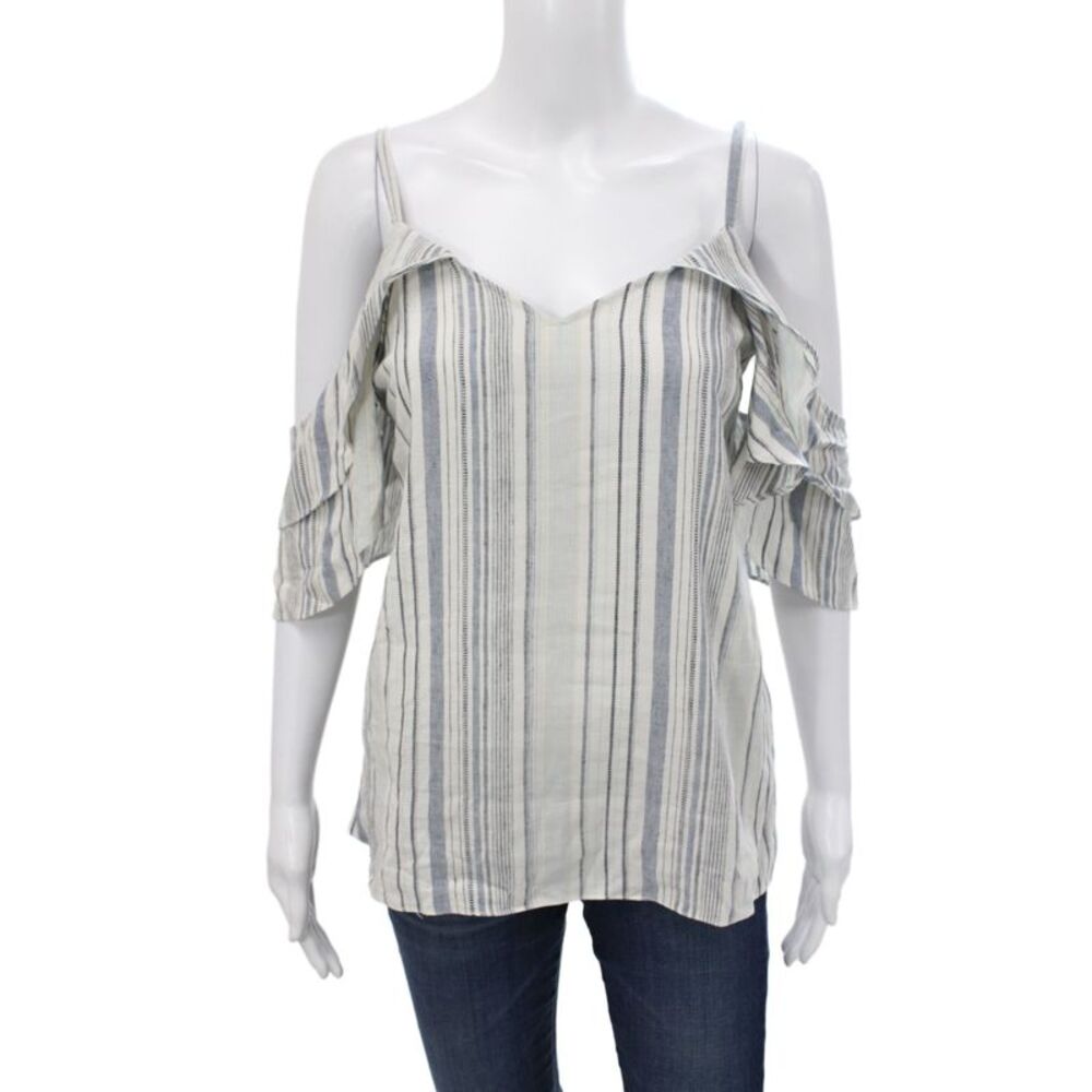 Drew Womens Camisole Blue Striped V-Neck Rayon Sleeveless Coastal Size S